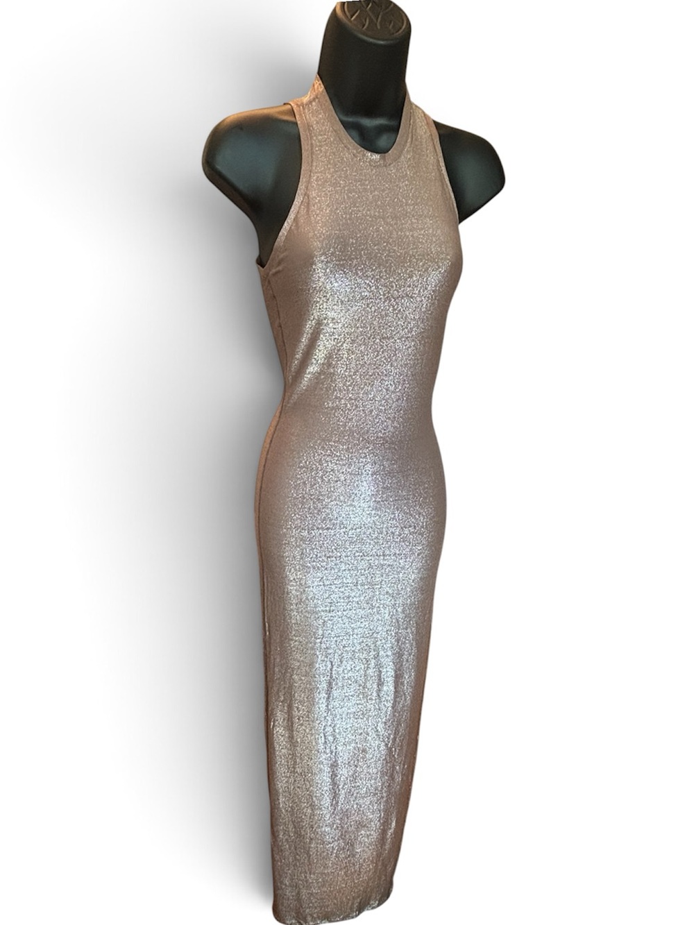 SKIMS NWT Shimmer Maxi Tank Dress Umber Metallic Size Small